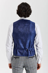 Gilet Harris - Tweed gris à chevrons pour homme