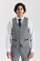 Gilet Harris - Tweed gris à chevrons pour homme