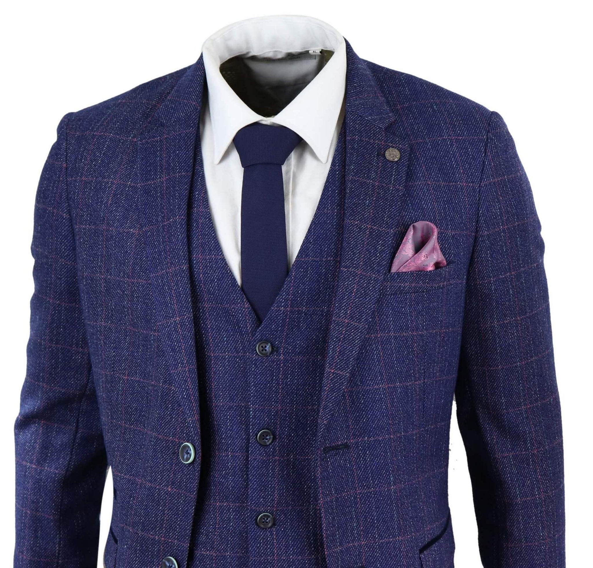 Blue 3 Piece Tweed Suit - Marc Darcy Harry