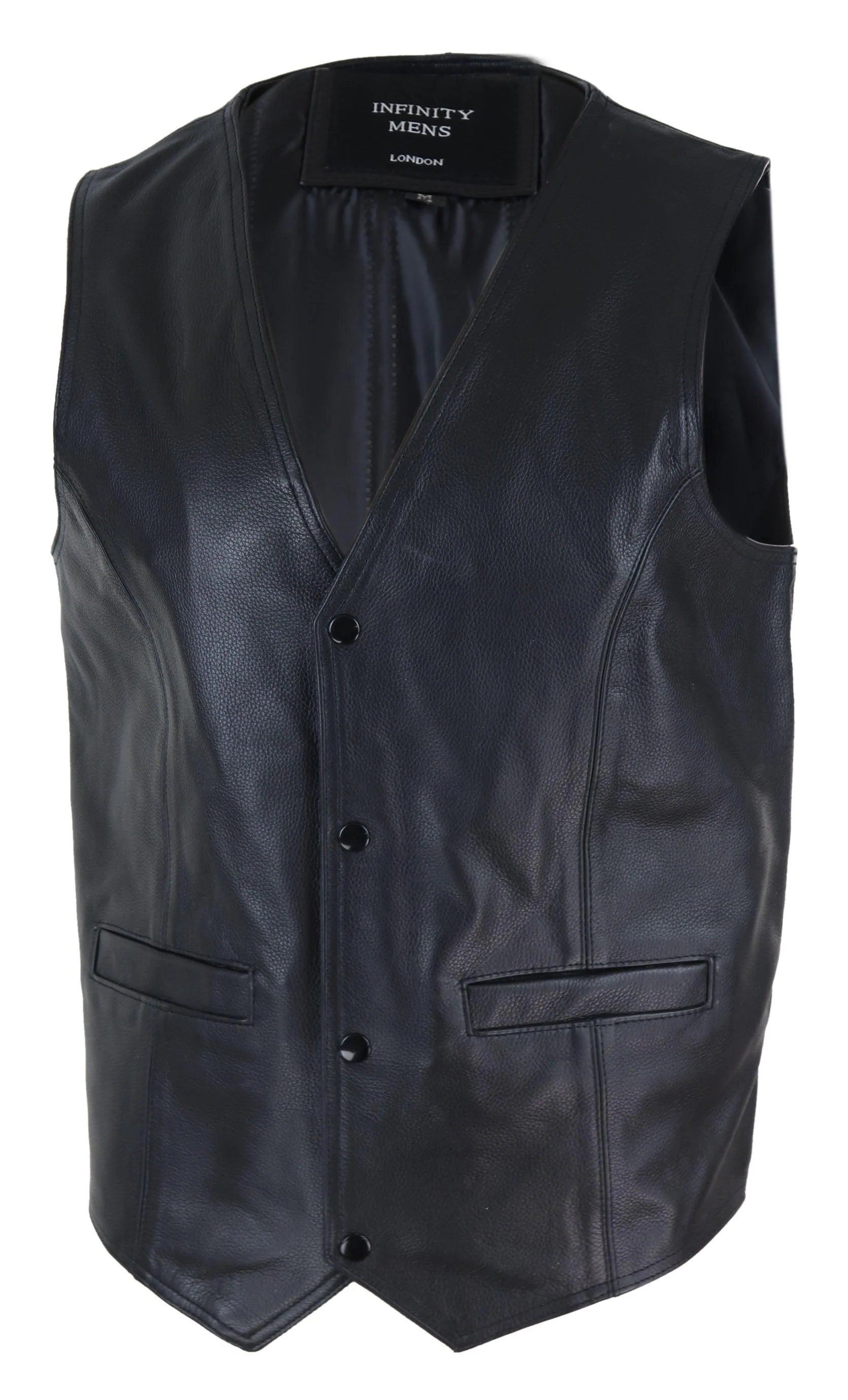 Mens Black Hide Leather Waistcoat
