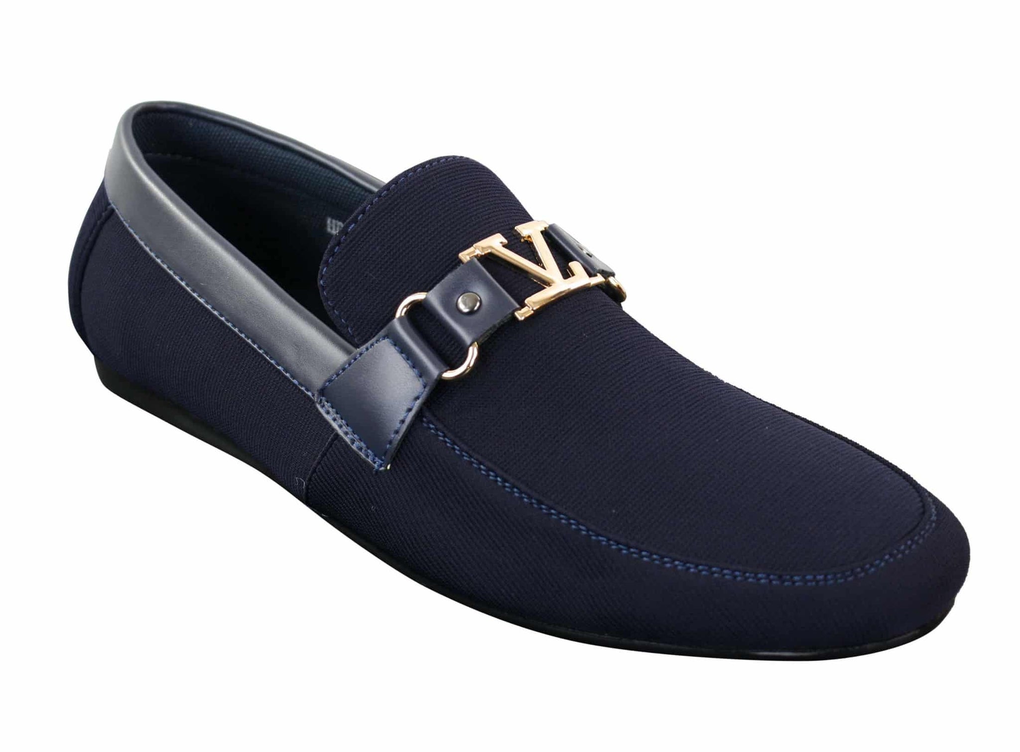 Fiorello HD0112-03 - Mens Iconic Black Navy Italian Design Slip On Smart Casual Loafers Mocassins Driving Shoes
