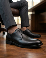 Henley - Chaussures Derby classiques noires à bout uni pour hommes