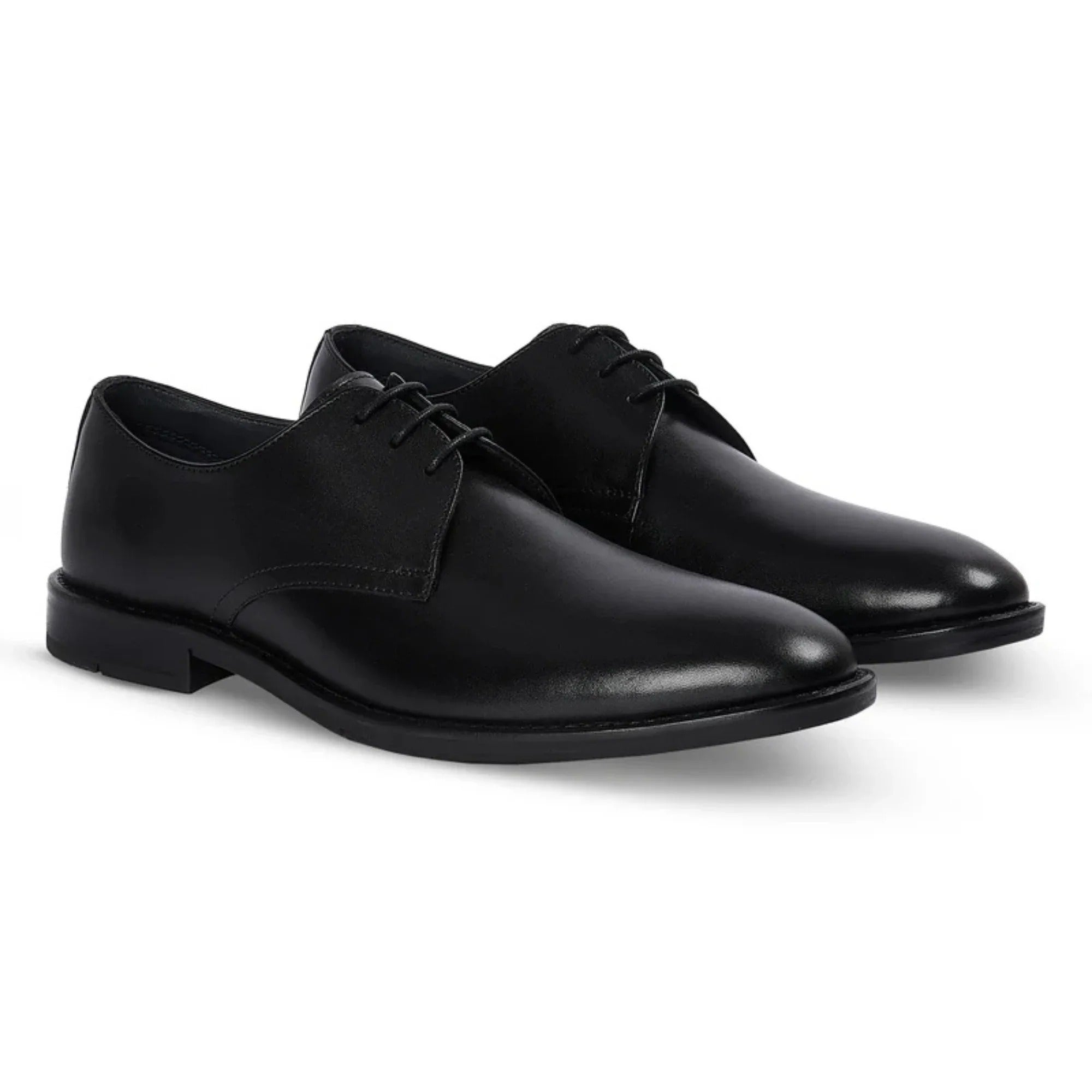 Henley - Chaussures Derby classiques noires à bout uni pour hommes