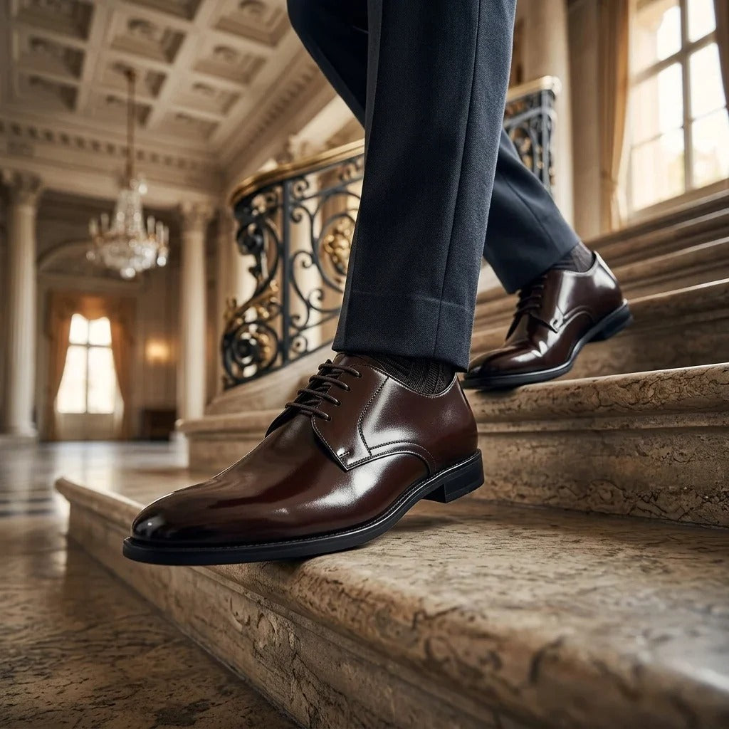 Henley - Chaussures Derby classiques marron à bout uni pour hommes