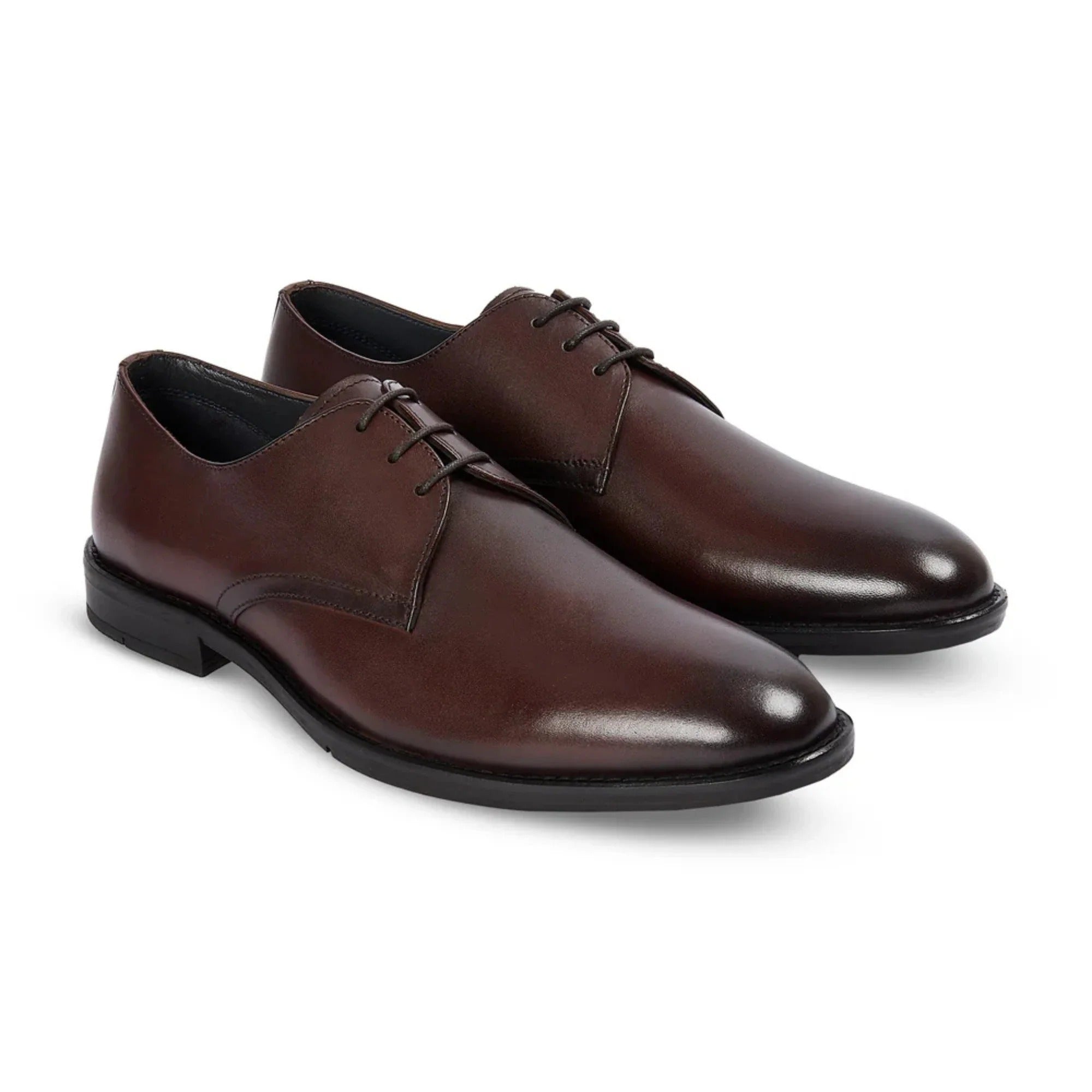 Henley - Chaussures Derby classiques marron à bout uni pour hommes