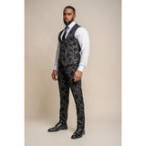 Georgi - Men's Black Floral Waistcoat