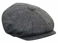 Mens Tweed Check Peaky Blinders Cap