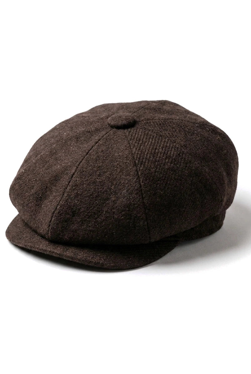 HT6363 - Casquette gavroche Peaky Blinders vintage en tweed pour homme - Marron/Bordeaux