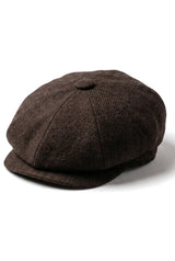 HT6363 - Casquette gavroche Peaky Blinders vintage en tweed pour homme - Marron/Bordeaux