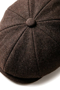 HT6363 - Casquette gavroche Peaky Blinders vintage en tweed pour homme - Marron/Bordeaux