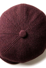 HT6363 - Casquette gavroche Peaky Blinders vintage en tweed pour homme - Marron/Bordeaux