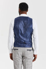 Costume Hugo Grey avec gilet contrastant bleu marine Parker
