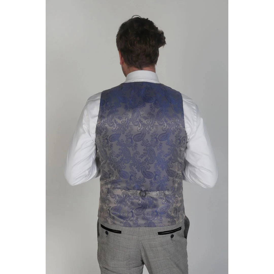 Hugo - Men's Check Grey Waistcoat
