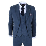 IM40 - Costume trois pièces en tweed à chevrons bleu marine pour homme