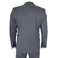 IM41 - Costume trois pièces en tweed gris à chevrons pour homme