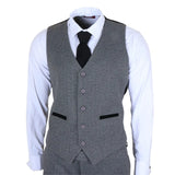 IM41 - Costume trois pièces en tweed gris à chevrons pour homme