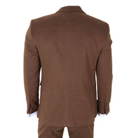 IM42 - Costume trois pièces en tweed à chevrons marron pour homme