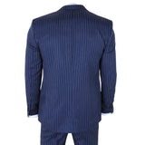 IM43 - Costume trois pièces bleu marine à fines rayures style Shelby pour homme