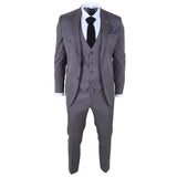 IM44 - Costume trois pièces gris à fines rayures pour homme, style Shelby