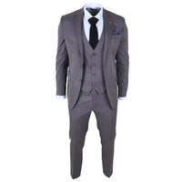 IM44 - Costume trois pièces gris à fines rayures pour homme, style Shelby
