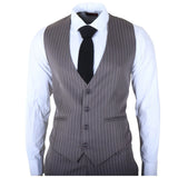 IM44 - Costume trois pièces gris à fines rayures pour homme, style Shelby