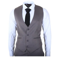 IM44 - Costume trois pièces gris à fines rayures pour homme, style Shelby