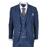 IM50 - Costume trois pièces à carreaux bleus pour homme, coupe ajustée