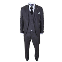 IM51 - Costume trois pièces pour homme à carreaux anthracite, coupe ajustée
