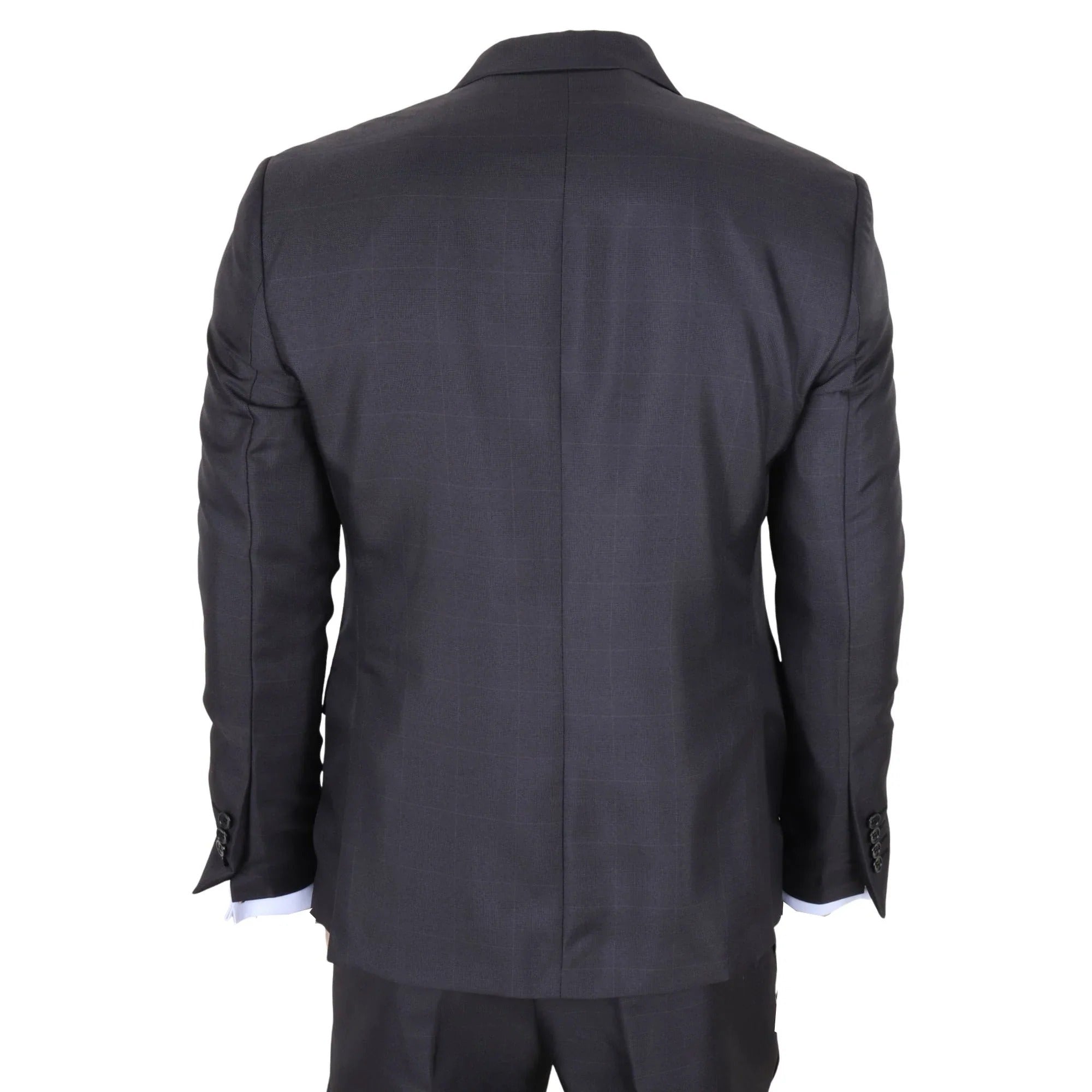 IM51 - Costume trois pièces pour homme à carreaux anthracite, coupe ajustée