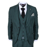 IM52 - Costume trois pièces à carreaux verts pour homme, coupe ajustée