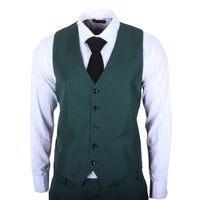 IM52 - Costume trois pièces à carreaux verts pour homme, coupe ajustée