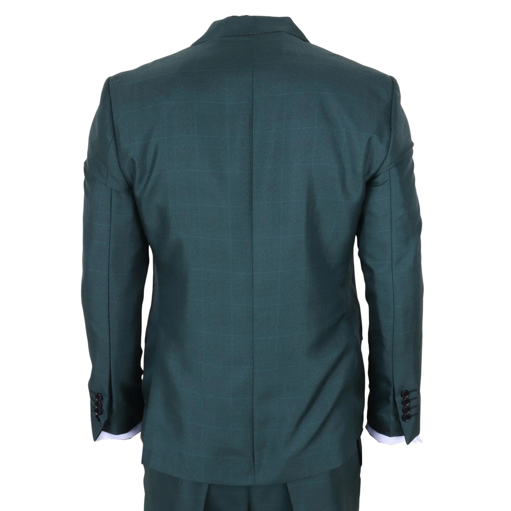 IM52 - Costume trois pièces à carreaux verts pour homme, coupe ajustée