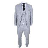 IM53 - Costume trois pièces à carreaux gris pour homme, coupe ajustée