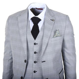 IM53 - Costume trois pièces à carreaux gris pour homme, coupe ajustée