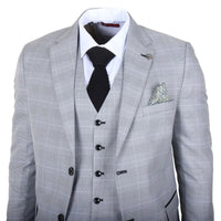 IM53 - Costume trois pièces à carreaux gris pour homme, coupe ajustée