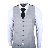 IM53 - Costume trois pièces à carreaux gris pour homme, coupe ajustée