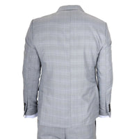 IM53 - Costume trois pièces à carreaux gris pour homme, coupe ajustée