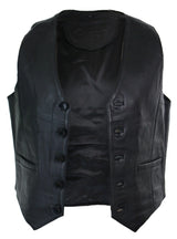 Infinity 153 Napa - Mens Real Leather Gilet Waistcoat Classic Vintage Retro Black
