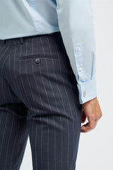 Pantalon à fines rayures bleu marine Invincible pour homme