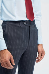 Pantalon à fines rayures bleu marine Invincible pour homme