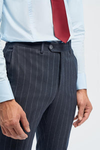 Pantalon à fines rayures bleu marine Invincible pour homme