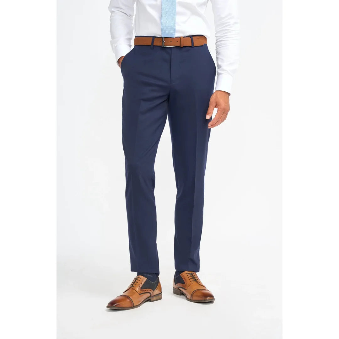 Pantalon habillé en laine bleu marine pour homme James