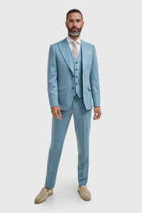 James - Costume texturé 3 pièces bleu clair pour homme
