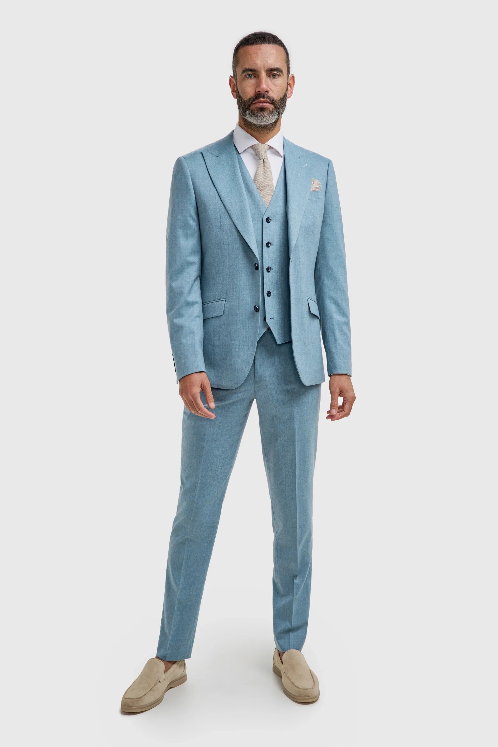 James - Costume texturé 3 pièces bleu clair pour homme