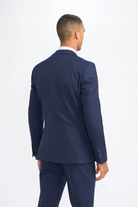 James - Blazer bleu marine en laine pour homme, coupe ajustée