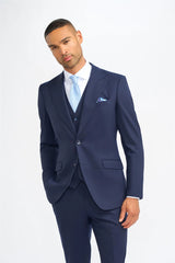 James - Blazer bleu marine en laine pour homme, coupe ajustée