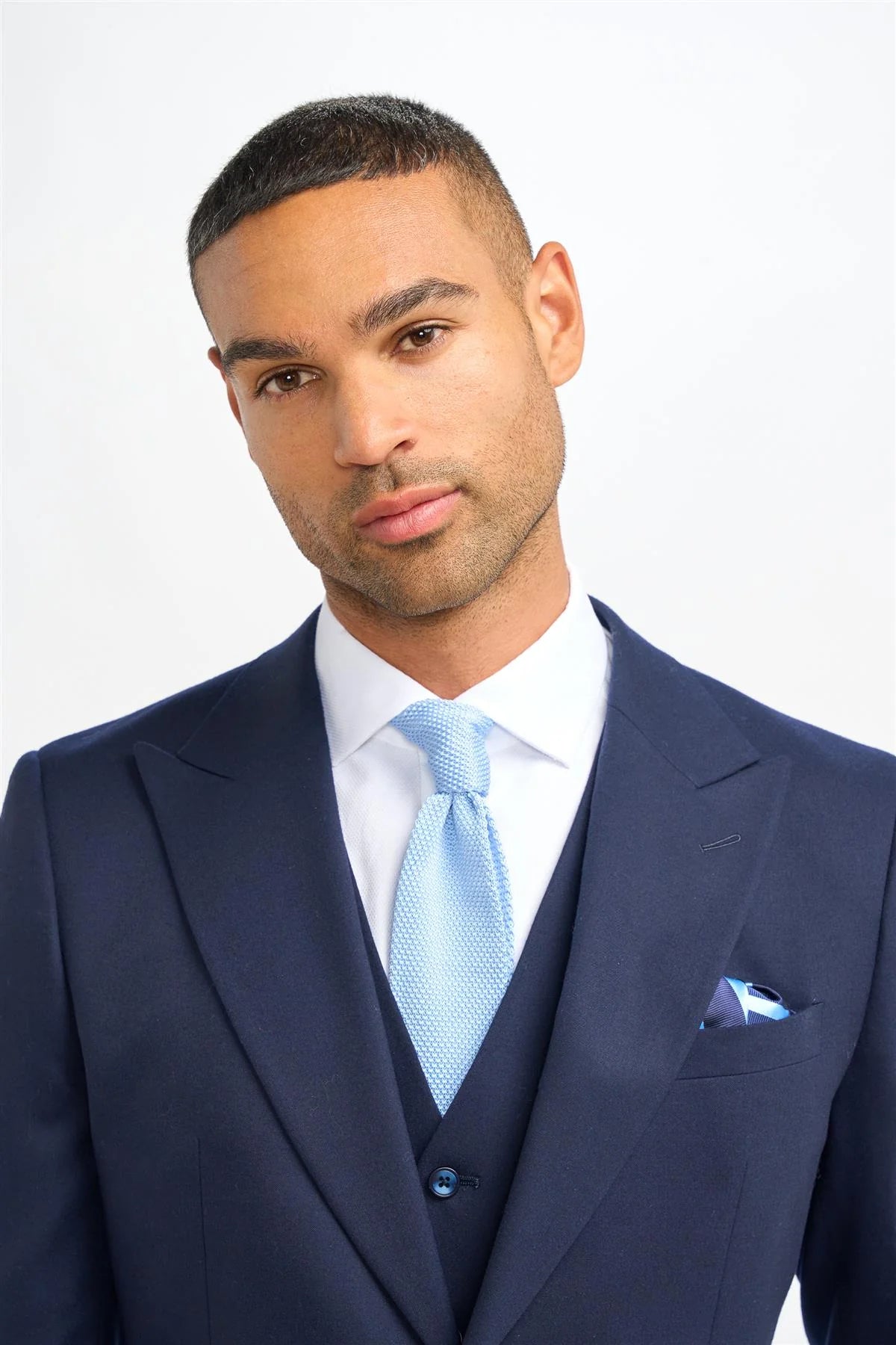 James - Blazer bleu marine en laine pour homme, coupe ajustée