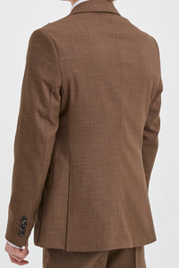 Costume trois pièces marron uni pour homme James, coupe classique