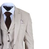 James - Costume trois pièces crème pour homme, coupe ajustée