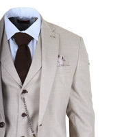 James - Costume trois pièces crème pour homme, coupe ajustée